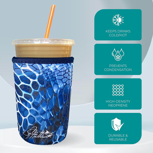 Koverz Iced Coffee Sleeve, Insulated Neoprene Cup Sleeve, Fits a 32 Oz. Coffee Cup, Washable and Reusable, Iced Coffee Accessories, Large Violet W...