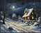 Posterizer 1 pcs-old farm house in snowy winter nature-in oil painting style-9-Landscape & Nature Art-Living Room Bedroom Decor- unframed wall art...