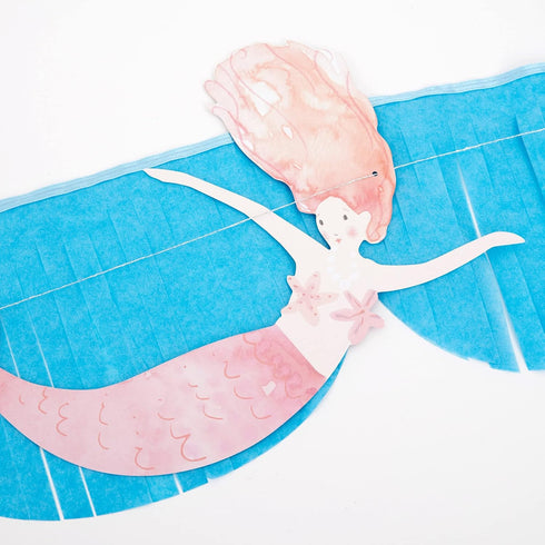 Meri Meri Mermaid Fringe Party Banner (Pack of 2), 8.5' Party Garland Including Excess Cord, Mermaid Party Decorations...