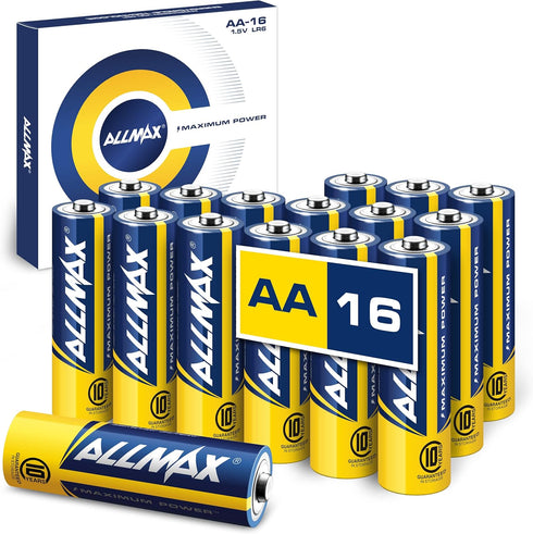 Allmax AA Maximum Power Alkaline Double A Batteries (16 Count) – Ultra Long-Lasting, 10-Year Shelf Life, Leakproof Design, Maximum Performance – 1...