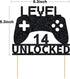 Level 14 Unlocked Cake Topper, Video Game Cake Topper, Game Controller Cake Topper for 14th Birthday Party Decoration...