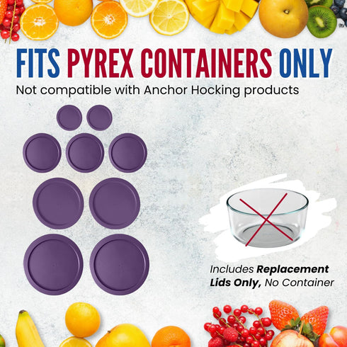 Replacement Lids for Pyrex Containers (2) 1-Cup (3) 2-Cup (2) 4-Cup (2) 7-Cup (Purple)...
