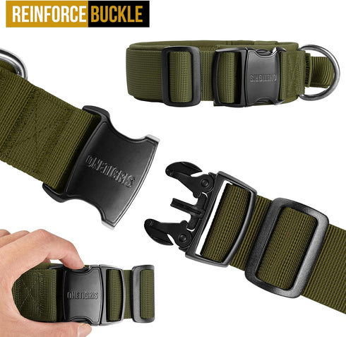 Tough Dog Collars, Tactical Dog Collar with Handle, Milltary Adjustable Dog Collar with Heavy Duty Metal Buckle for Training (Large(Pack of 1), Gr...
