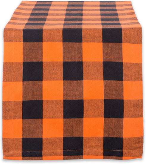 DII Buffalo Check Collection, Classic Farmhouse Table Runner, 14x72, Orange & Black...