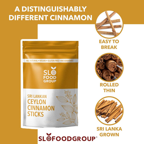 Slofoodgroup Ceylon Cinnamon Sticks - Pure Ceylon Cinnamon Quills 5 Inch Cut Cinnamon Spice from Sri Lanka, True Cinnamon - Cinnamomum Verum, 2 OZ...