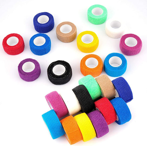 24 Pack Self Adherent Cohesive Wrap Bandages 1 Inches X 5 Yards, First Aid Tape, Elastic Self Adhesive Tape, Athletic, Sports wrap Tape, Bandage W...