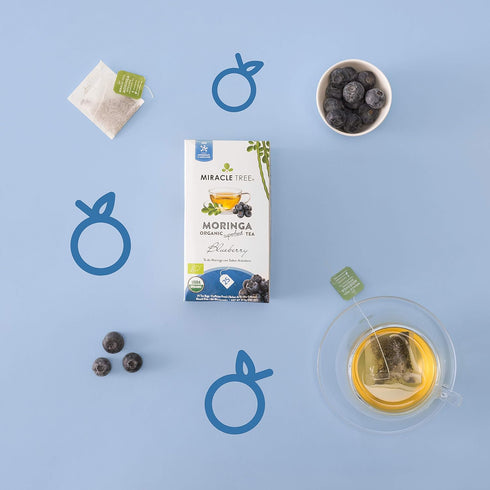 Miracle Tree - Organic Moringa Superfood Tea, 25 Individually Sealed Tea Bags, Blueberry (Keto, Detox, Energy & Immunity Booster, Vegan, Gluten-Fr...