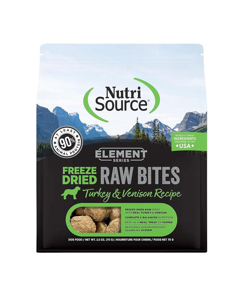 NutriSource Element Series Turkey and Venison Freeze Dried Raw Bites, 2.5 Ounce (Pack of 1)...