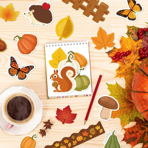 WATINC 170Pcs Fall Tree Learning Bulletin Board Decoration Set, Autumn Pumpkin Study Cut Outs Borders Decor, Thanksgiving Maple Leaves Cutout Wall...