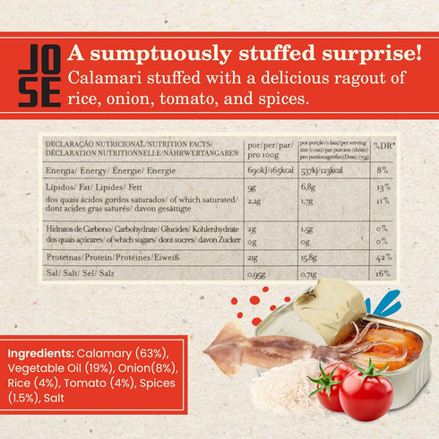 Spiced Calamari in Ragout Sauce by Jose Gourmet, Canned Squid Calamari in Sauce, Wild Caught Portuguese Calamari, Vitamin Rich Low Calorie Seafood...