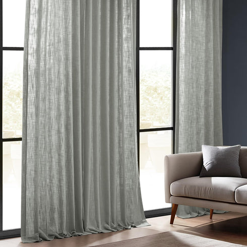 HPD Half Price Drapes Premium Heavy Faux Linen Curtains for Living Room (1 Panel), 50W x 108L Light Filtering Curtains 108 Inches Long Window Curt...