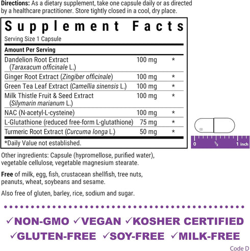 Bluebonnet Nutrition Liver Detox, Liver Health*, Antioxidant Protection*, Soy-Free, Gluten-Free, Kosher Certified, Non-GMO, Dairy-Free, 30 Vegetab...