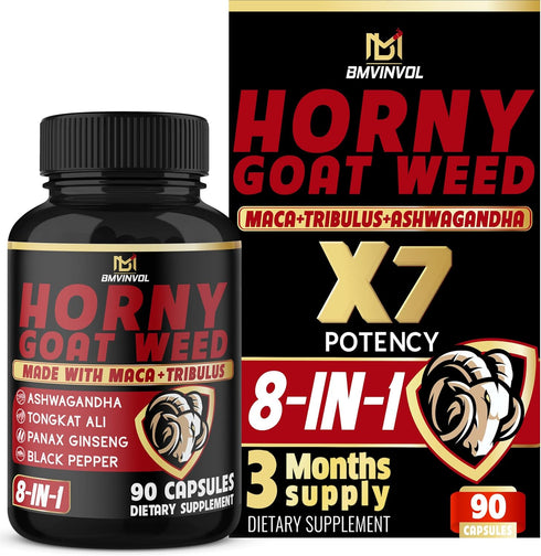 BMVINVOL Horny Goat Weed Capsules - 7000mg Herbal Equivalent - Maca, Ginseng, Tribulus Terrestris, Ashwagandha - Performance and Energy Support - ...