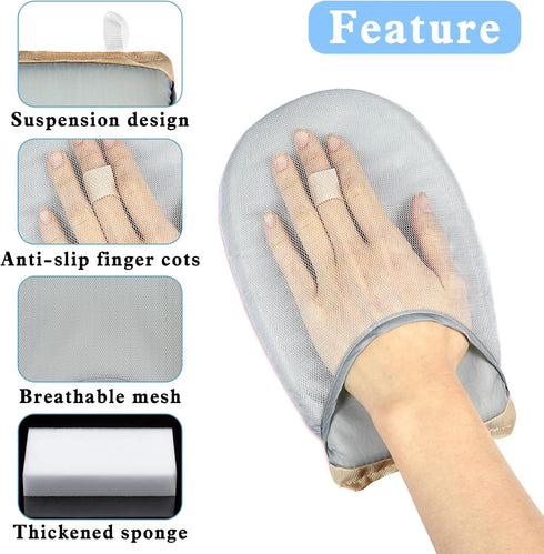 Garment Steamer Ironing Gloves, Heat Resistant Waterproof Ironing Mitt Anti steam Glove Mini Ironing Board Garment Steamer Accessories with Finger...
