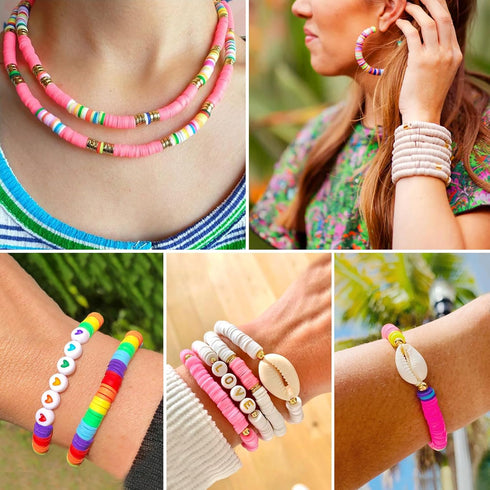 Redtwo 3400 Pcs Clay Beads Bracelet Making Kit, Friendship Bracelet Kit for Jewelry Making, Flat Polymer Heishi Beads with Charms, Gifts Crafts Se...
