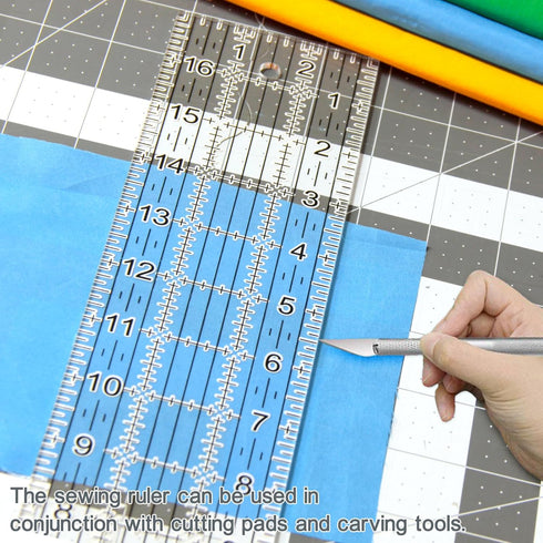 Acrylic Quilters Ruler,Sewing Ruler,3-Inch by 17-Inch, Non Slip Rings 15 Pieces for Quilting and Sewing...