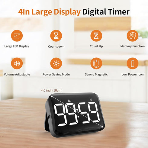 VOCOO Magnetic Kitchen Timer for Cooking with Count Up Countdown, Digital Timer Battery Powered with Large Display, 2 Brightness and Volume Levels...