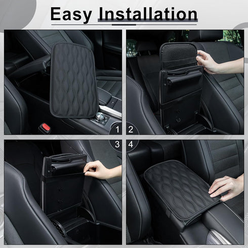 Amiss Auto Center Console Pad, Universal Waterproof Armrest Seat Box Cover, Car Interior Accessories, Leather Auto Armrest Cover Protector for Mos...