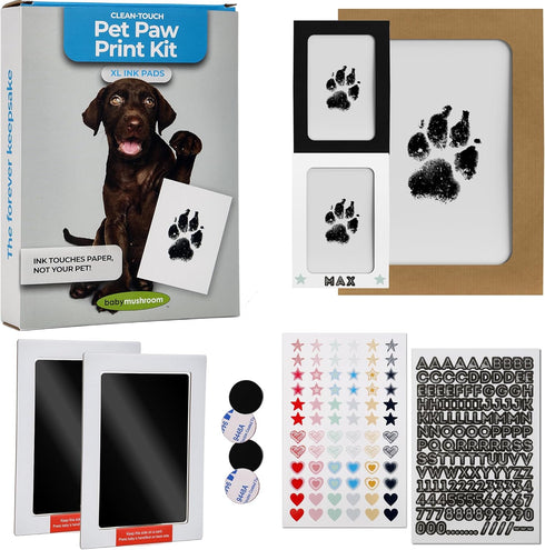 Large Inkless Pet Paw Print Kit | Clean-Touch Ink Pads for Large Dogs | Keepsake Frames + Accessories by BabyMushroom...