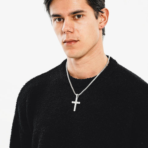 TOPGRILLZ Cross Necklace for Men Gold Necklace for Women Gold Heart Cross Jewelry 14K Silver Plated Solid Iced Cubic Zirconia Stainless Steel Pend...