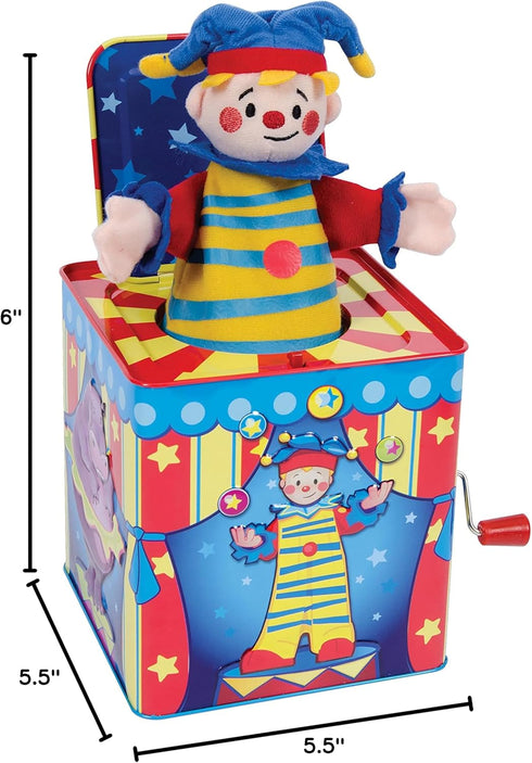 Schylling Silly Circus Jack in the Box - Classic Children's Musical Toy - Colorful Embossed Tin Box and Friendly Plush - Age 18 months and Up...