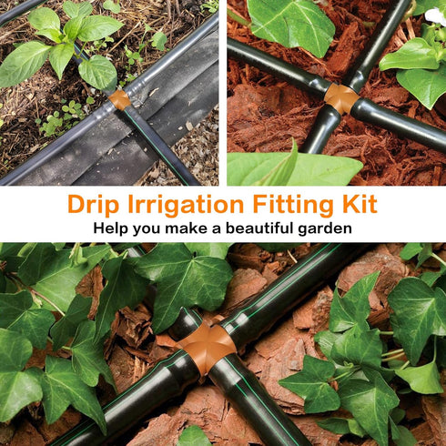 Drip Irrigation Fittings Barbed Cross Tee for 1/2" Irrigation Tubing(0.600" ID), 14 Pieces Barbed 4 Way Connectors, Drip Line 4 Way Couplings for ...