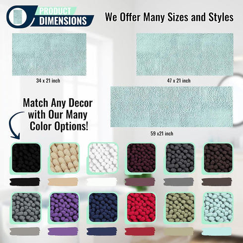 ITSOFT Plush Microfiber Non Slip Soft Bathroom Rug, Absorbent Machine Washable Chenille Bath Mat | Quick Dry Carpet, Great for Bath, Shower, Bedro...
