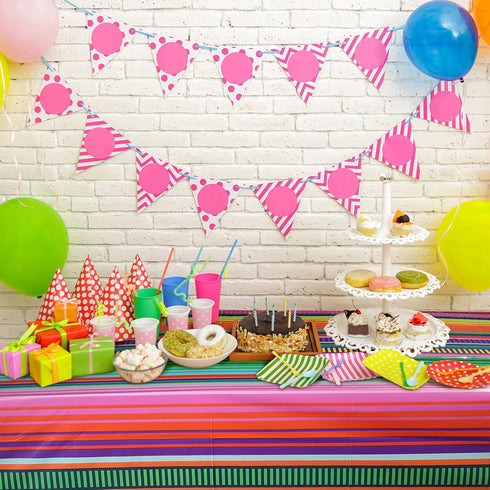 Tatuo 2 Pcs Mexican Fiesta Tablecloth Mexican Striped Serape Blanket Tablecloth Cinco De Mayo Carnival Party Covers for Festive Wedding Birthday P...