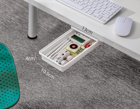 Hidden Under Table Desk Drawer Storage Organizer,Self-Adhesive Under Office Desktop Pencil Tray Drawer, Under Table Storage Tray Drawer for Kitche...