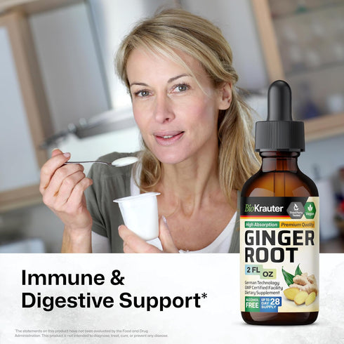 Ginger Root Tincture - Organic Ginger Root Extract - Natural Ginger Supplements for Overall Wellness - Alcohol and Sugar Free - Vegan Drops 2 Fl.O...