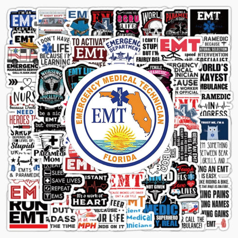 100pcs Emergency Medical Technician Stickers, EMT Paramedic Stickers, Funny Vinyl Decals for Kids Helmet Water Bottles Cars Phone Laptop Journal N...
