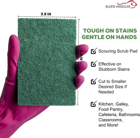 Green Medium Duty Cleaning Pads - Medium Duty Kitchen Scrub Sponges, Scouring Pads for Washing Dishes, Bathroom, Restaurant Cleaning Sponge, House...