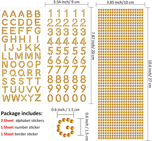 Blulu Rhinestone Letter Stickers for Graduation Cap Grad Cap Decorations Diamond Glitter Alphabet Number Stickers Stick on Small for Scrapbooking ...