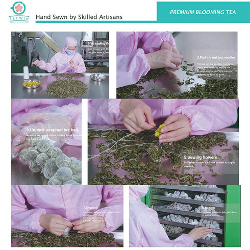 TETWIN Blooming Tea Flowers, 8 Varieties Flowering Tea Balls, Hand Tied Natural White Tea Leaves & Edible Flowers Gift Canister for Tea Lovers...