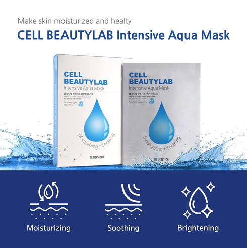 Intensive Aqua Mask 10 Pack | Hydrating, Moisturizing and Soothing Face Sheet Mask for All Skin Types | With Hyaluronic Acid, Panthenol, Shea Butt...
