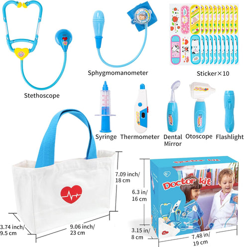 Liberry Doctor Kit for Toddlers 3-5 Years Old, 18-Piece Kids Doctor Bag Pretend Play Toys, Durable Medical Kit with Toy Stethoscope, Blue Doctor G...