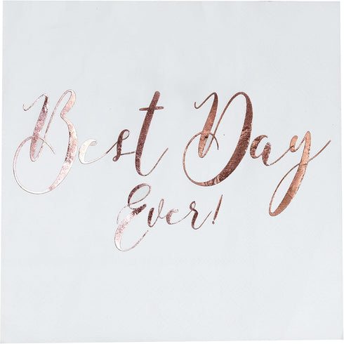 Ginger Ray Best Day Ever Rose Gold Paper Napkins Pack Of 20 - Beautiful Botanics...