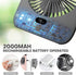 Nezylaf Portable Desk Fan with LED Light, Rechargeable 2000mAh Battery Operated Personal Fan, 180° Tilt Adjustable Small Silent Table Travel Fan, ...