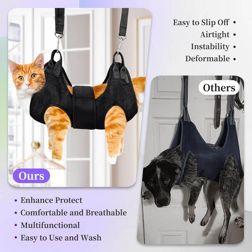Cat Grooming Hammock Pet Hammock Cat Nail Clipper Hammock for Nail Trimming Dog Sling for Nail Clipping Dog Hanging Harness (Black XS)...