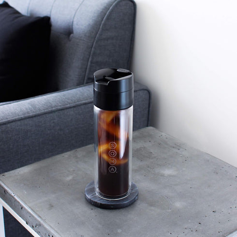 SOMA Double Wall Glass Tea and Coffee Cold Brew Bottle, Black, 12oz (SM18501K)...