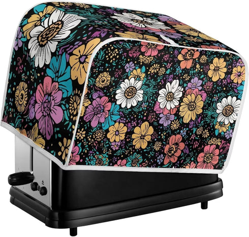 Flower 2 Slice Bread Maker Cover for Kitchen, Dustproof Toaster Cover Suitable for Standard Size Bread Machine, Small Kitchen Appliance...