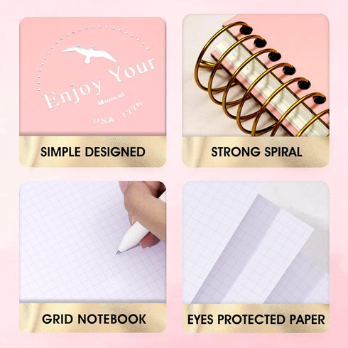 FLYING EAGLE 8.5 x 11 Large Graph Notebook Journal Spiral Graph Grid Notebook 210 Pages Hardcover Graph Notebook Engineering Paper Notebook Graphi...