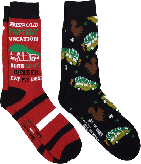 National Lampoon Christmas Vacation Men's 2 Pack Crew Socks?...