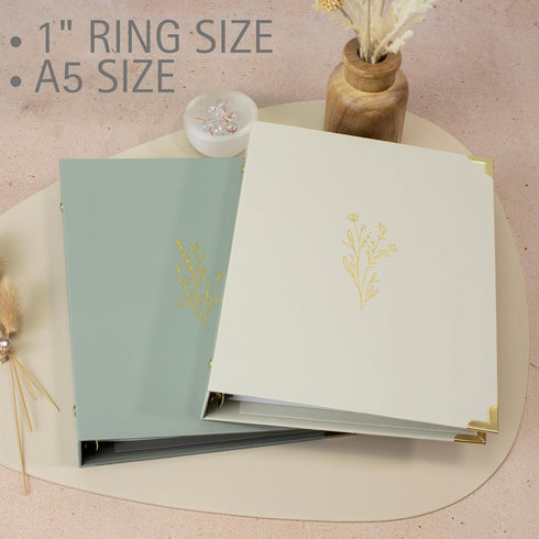 Aesthetic 6 Ring A5 Binder Set of 2 - The Perfect Small 0.75 Inch Planner Binder for Journaling or Collections - Refillable Notebook Binder with P...