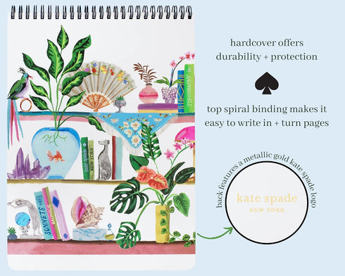 Kate Spade New York Large College Ruled Notebook, Top Spiral Notebook with 160 Pages, 11.75" x 8.5" Writing Pad, Bookshelf...