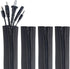 Zipper Cable Sleeve by Wrap-It Storage - 24" x 4" (4-Pack) Black - Cord Organizer and Cable Protector for Desk, Computer, TV Cord Management to Hi...