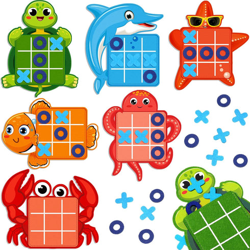 12 Pack Under The Sea Tic Tac Toe Strategic Board Game Party Favors Ocean Themed Party Games Sea Animals Turtle Fish Dolphin Birthday Favors for S...
