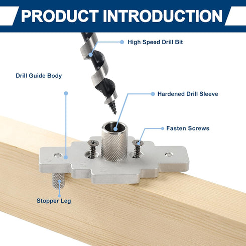 Floating Shelf Bracket Dowel Jig Kit with 1/2" x 9" Drill Bit, Self Centering Straight Hole Drill Guide for Installing Floating Shelf Hidden Brack...