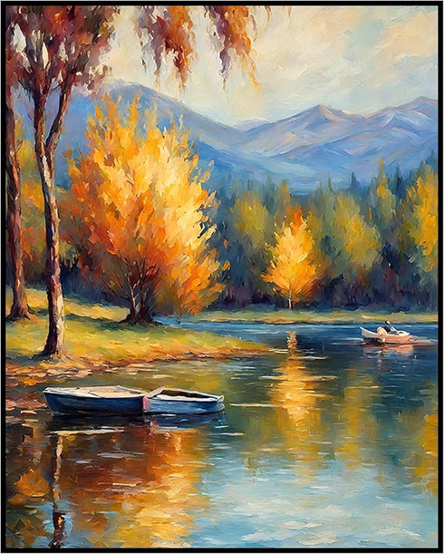 Posterizer 1 pcs- lake scene-nature-oil painting style 3-Landscape & Nature Art-Floral Botanical Art- Decor for Home & Office- unframed wall art...