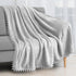PAVILIA Fleece Throw Blanket for Couch with Pom Pom Fringe, Light Grey, Soft Cozy Fuzzy Flannel Blanket for Sofa Bed, Large Lightweight Plush All ...